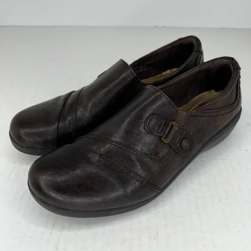 Earth Spirit Womens 25033100 Brown Gelron Cushion Leather Size 9.5 Slip-On Shoes